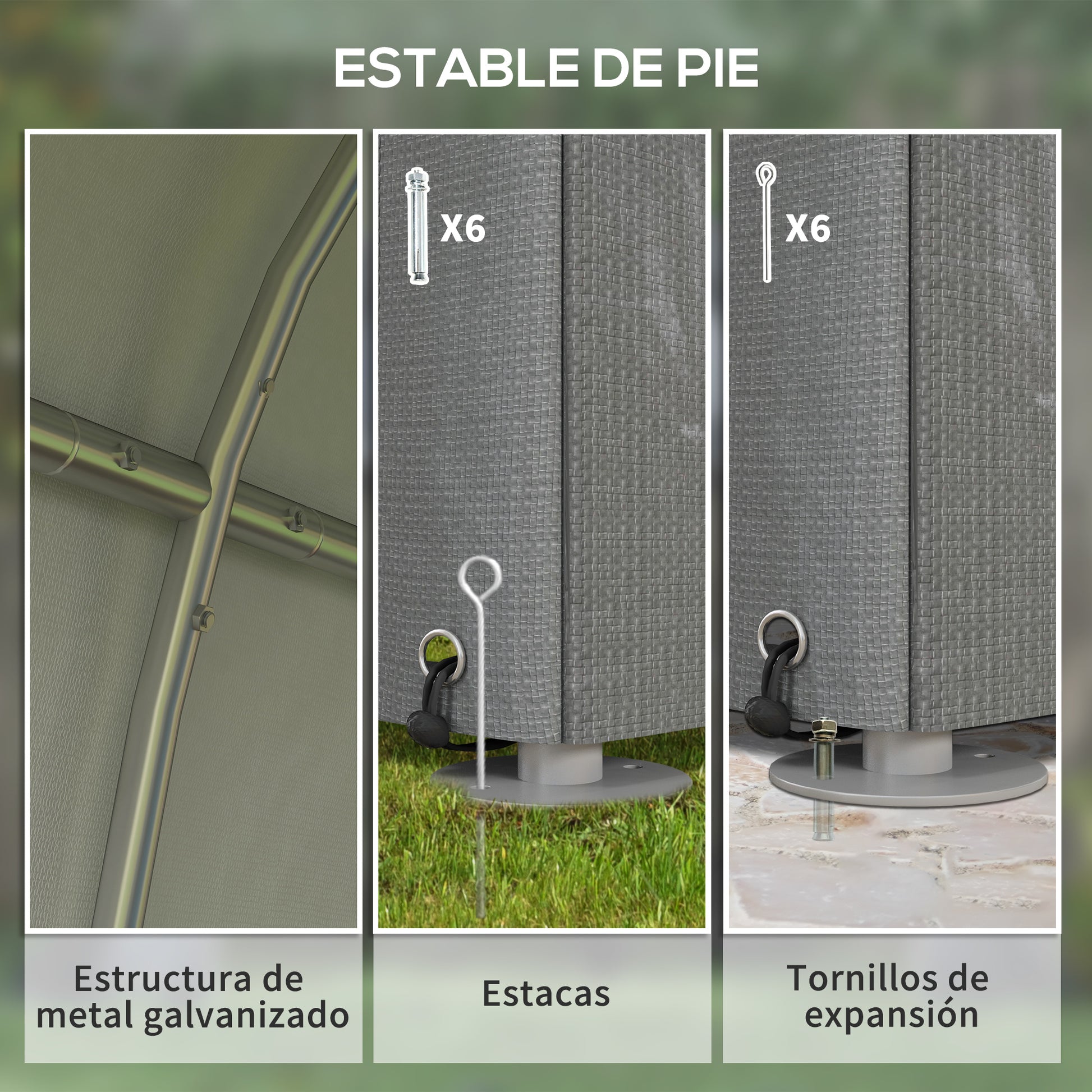 Outsunny Carpa de Jardín Exterior para Herramientas Bicicletas 1,2x1,8x1,65 m, Cobertizo Exterior con 2 Habitaciones, Puerta Enrollable con Cremallera, Impermeable Anti-UV, Garaje Portátil, Gris Claro