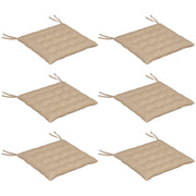 Outsunny Juego de 6 Cojines para Sillas de Comedor, 40x40 cm, 6 Piezas, Cojines para Sillas de Jardín Acolchados con Cintas y Fundas Extraíbles, Caqui