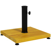Outsunny Base de Sombrilla Cuadrada Soporte para Parasol Relleno de Cemento con Almohadillas Ajustables Peso 25 kg para Poste de Parasol de Ø34/38/48 mm 45x45x33,5 cm Imitación Madera Natural