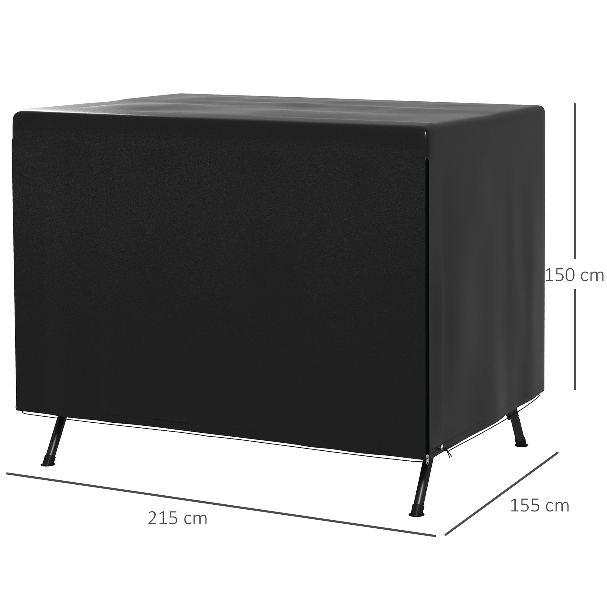 Outsunny Funda Balancín Jardín, Funda Columpio Jardín Exterior, Cubierta de Columpio con Cremallera, Impermeable, 215x155x150 cm, Negro