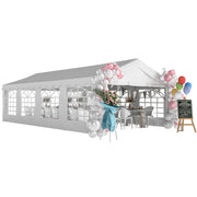 Outsunny Carpa para Fiesta 4x8 m, Carpa de Jardín con Estructura de Acero Galvanizado, Paredes Laterales Extraíbles, Puerta con Cremallera y Ventanas, UPF50+, Cenador Gazabo para Boda, Eventos, Blanco
