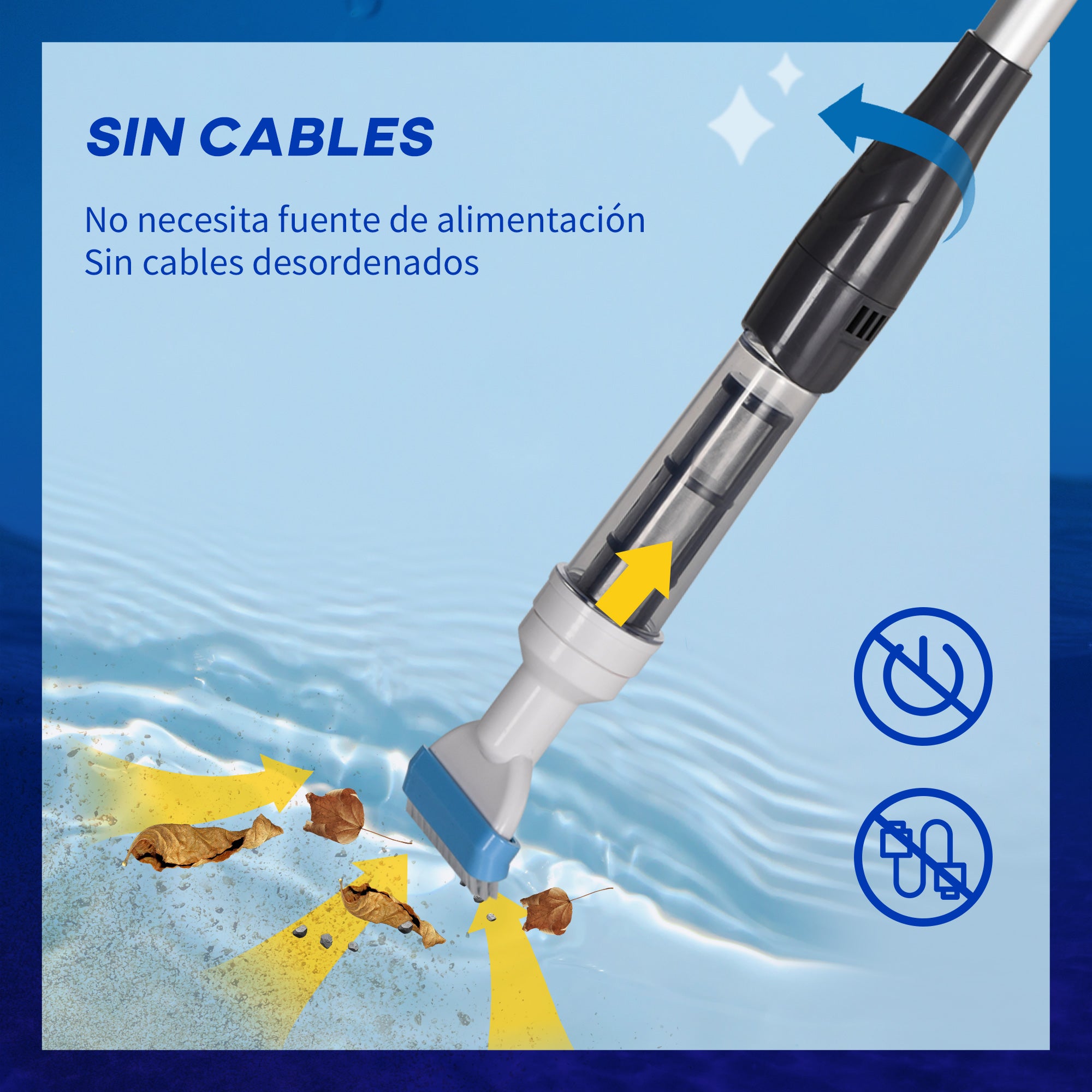 Outsunny Limpiafondos Eléctrico para Piscinas de Aluminio Aspirador de Piscina Manual con Poste Telescópico de 3 Secciones para Estanques Ø6x162 cm Multicolor